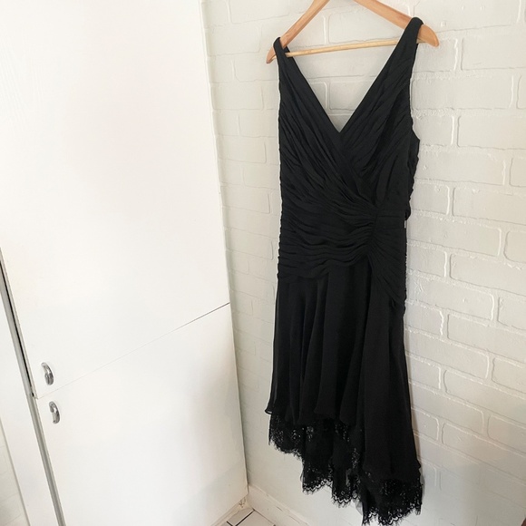 Tadashi Rare Vintage Dress High Low Lace Dark Romantic Fairy Flowy Luxury Sz 12 - Picture 6 of 13